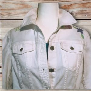 SIGRID OLSEN White Jean Jacket Stretchy Size M